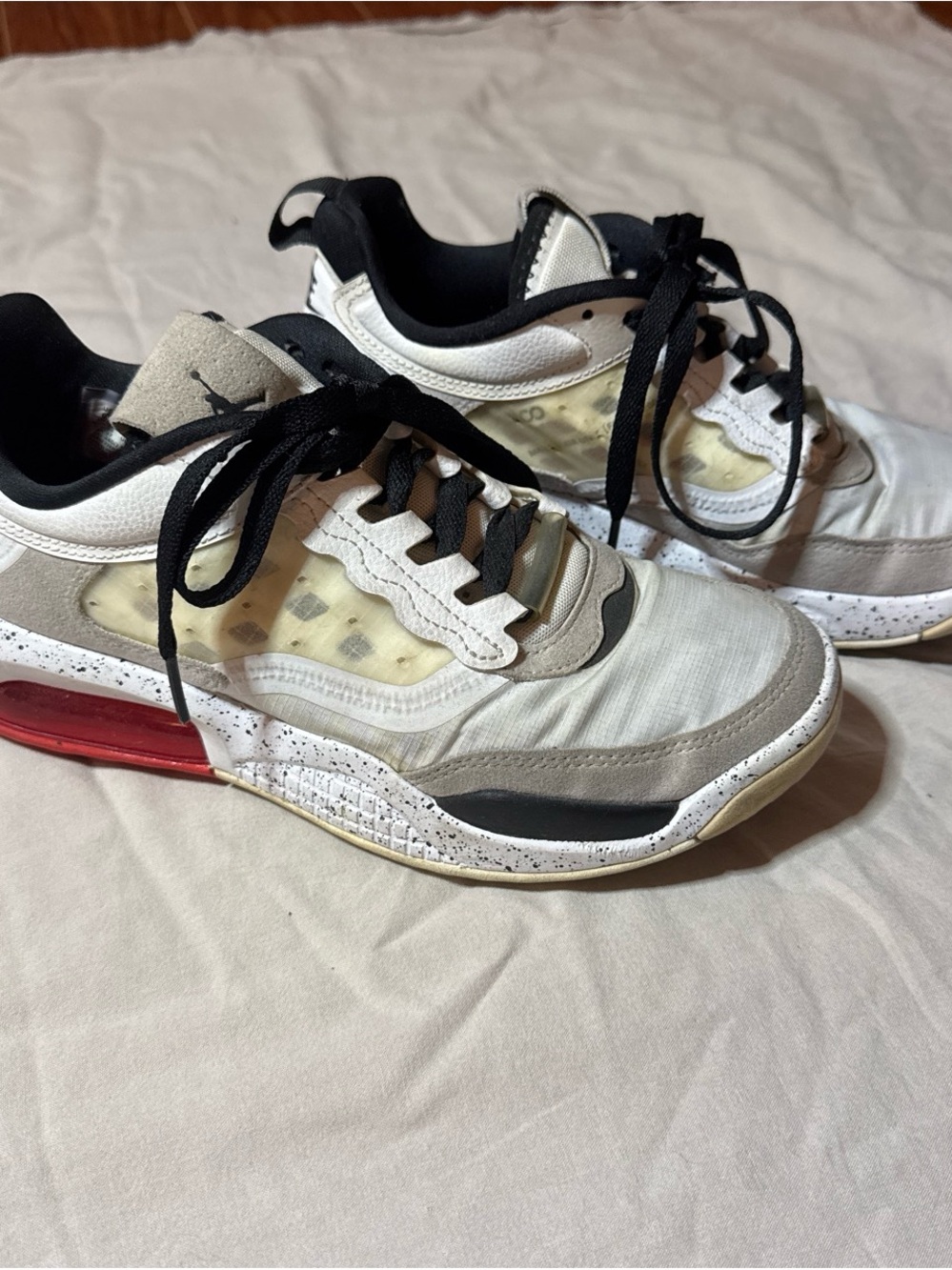 Jordan White and Black Sneakers with Red Insole
